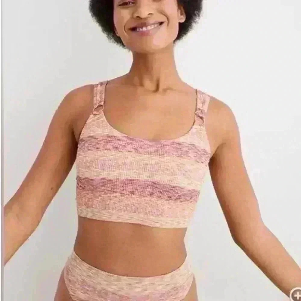 Aerie Seamless Ring Longline Bralette Pink Multicolor Size M